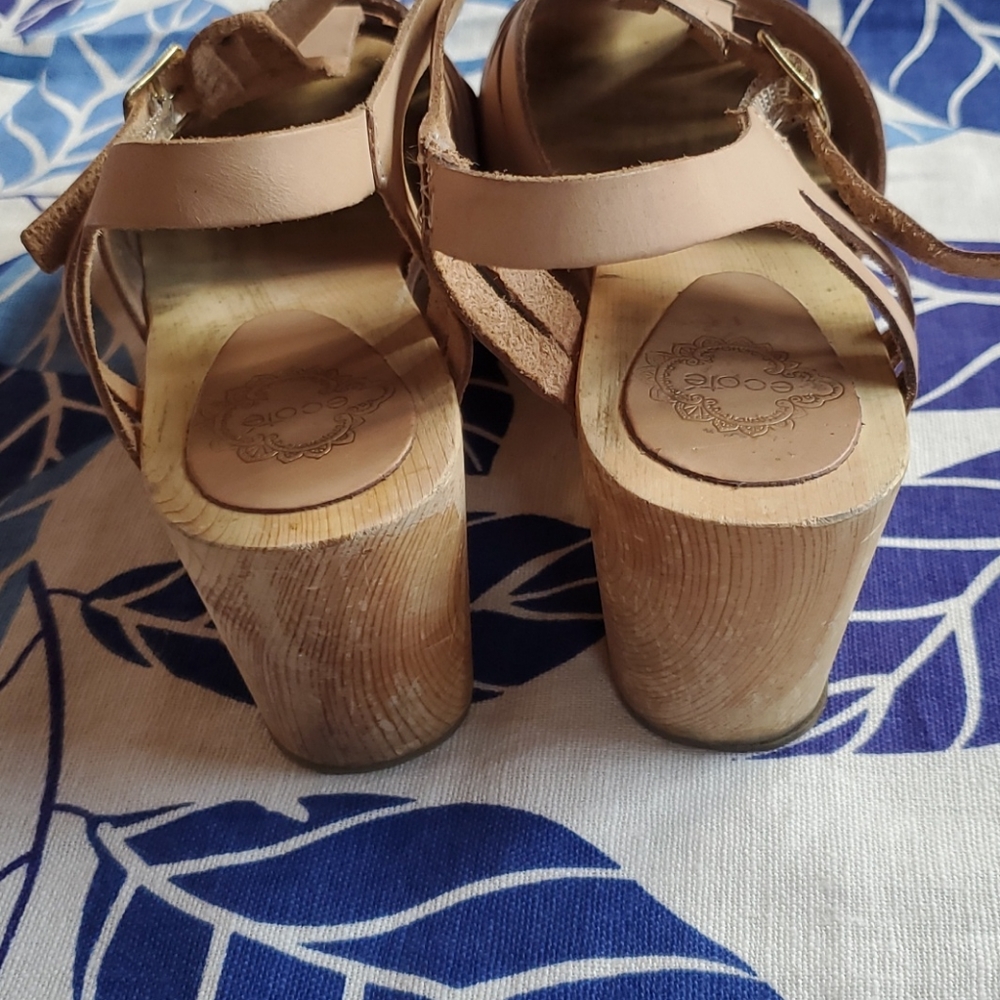 Ecote Leather Ankle Strap Sandal Clogs Size 8 - Picture 4 of 12